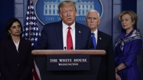 President Donald Trump speaks during press briefing with the Coronavirus Task Force, at the White House, Wednesday, March 18, 2020, in Washington. 