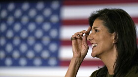 Republican presidential candidate, former ambassador to the United Nations Nikki Haley smiles while being introduced during a campaign stop Monday, March 27, 2023, in Dover, N.H. (AP Photo/Charles Krupa)