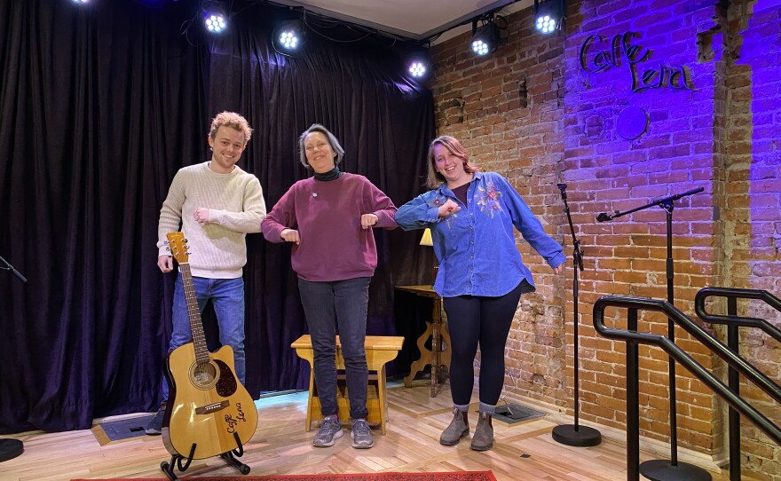 Caffè Lena staff on stage Saturday, March 14, 2020.