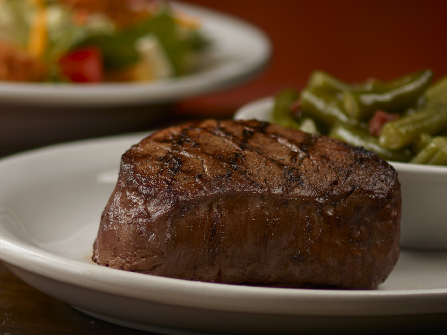 The 8-ounce filet at Texas Roadhouse, which specializes in steaks.