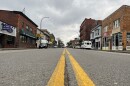 Monroe Avenue looking northwest toward downtown at Rowley Street.