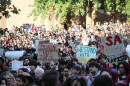 A large crowd gathered on Cornell’s campus Monday afternoon to show support for a Cornell student, known as Jane Doe, who alleges she was raped by fraternity members on campus in 2024.