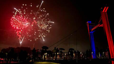 Photo of fireworks over Greenville, South Carolina.