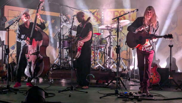 A band performs on the Blissfest main stage during the 2026 festival. Rachel Graham said she’s attended the festival for 20 years and now brings her kids along.
