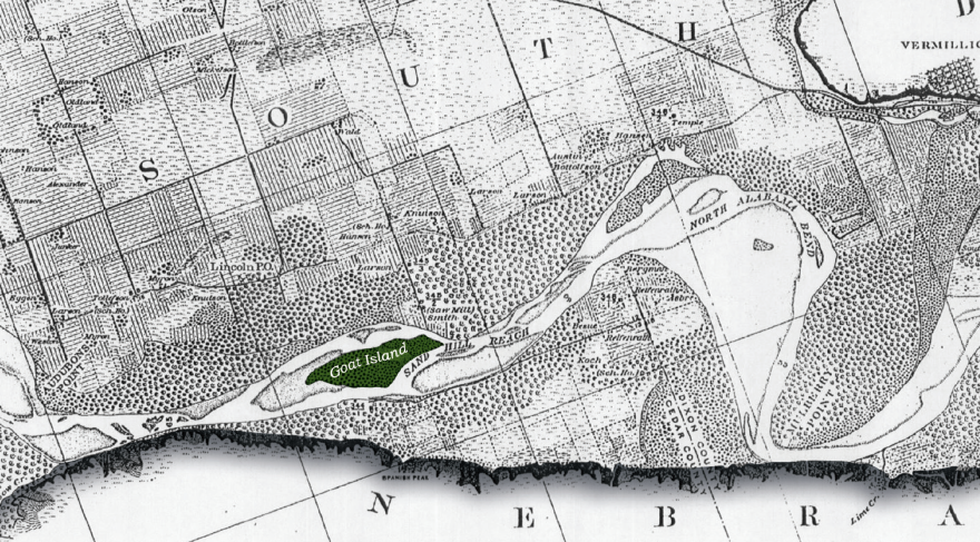 Map of Goat Island on the Missouri River