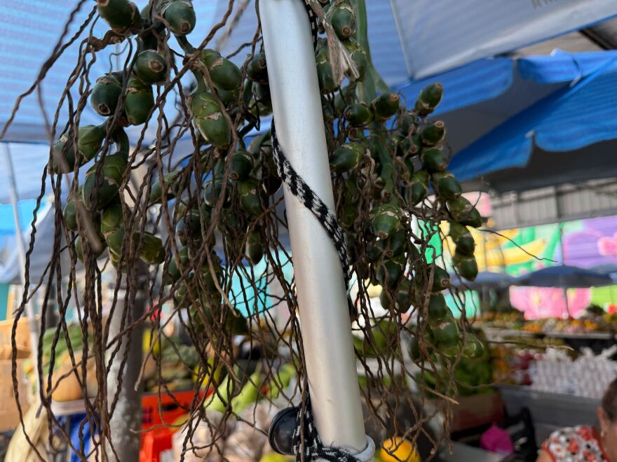 Betel nut hanging at the farmers market.