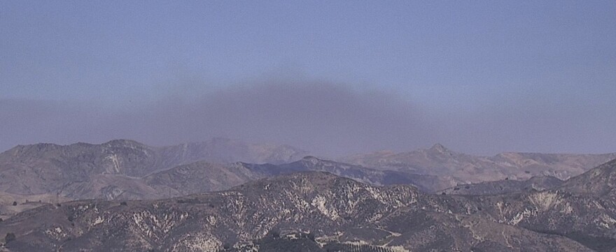 A wildfire is burning in the mountains east of Piru Saturday afternoon.