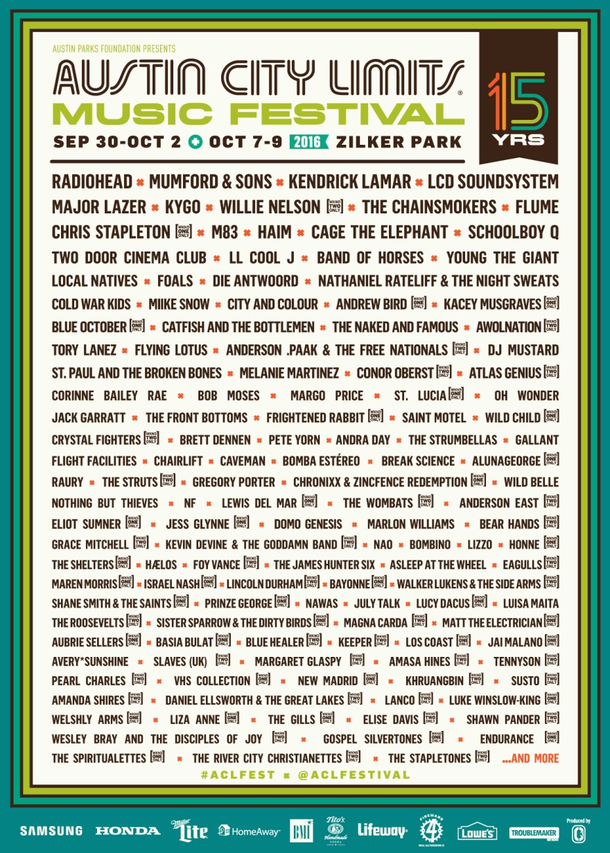 ACL Festival 2016 Lineup Poster