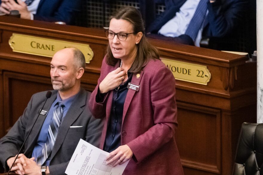 Majority Leader Rep. Megan Blanksma (R, Hammett) at the State Capitol building on January 23, 2024.