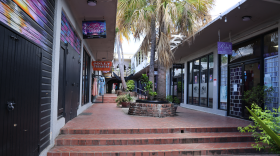 Photo: Damage to the doors of nearby businesses following the July 27th shooting in an alley of the Christiansted boardwalk.