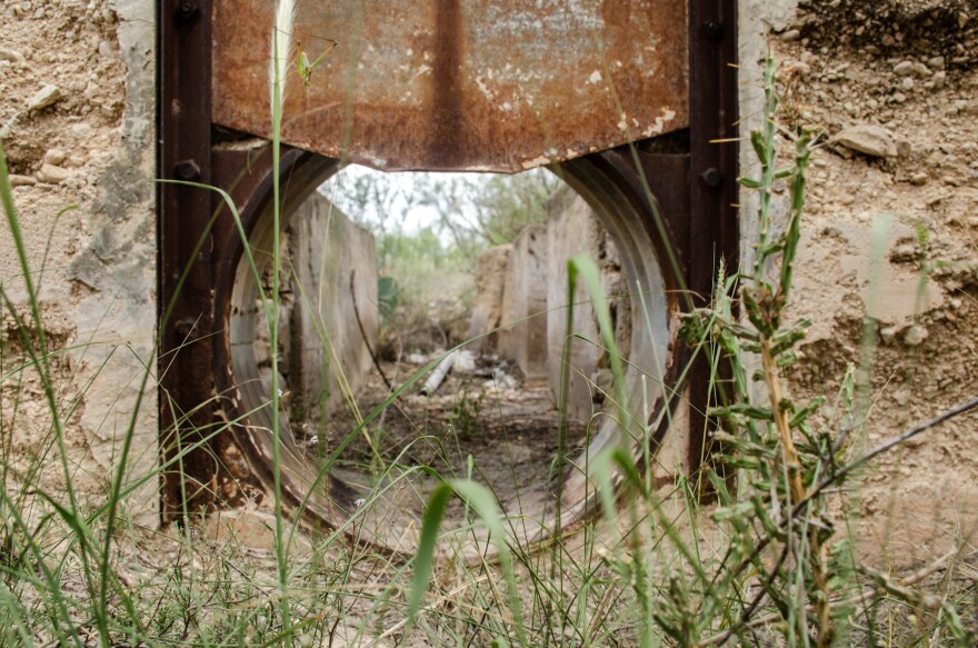 A dry irrigation canal near Fort Stockton, Texas in 2021.