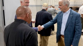 Virginia State Senator Mark Obenshain, right, greets attendees at his annual Oysters with Obenshain fundraiser on Oct. 14.