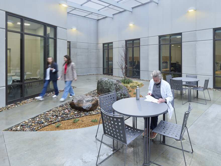 The new Jackson County Detention Center has open air courtyards for staff to take breaks.