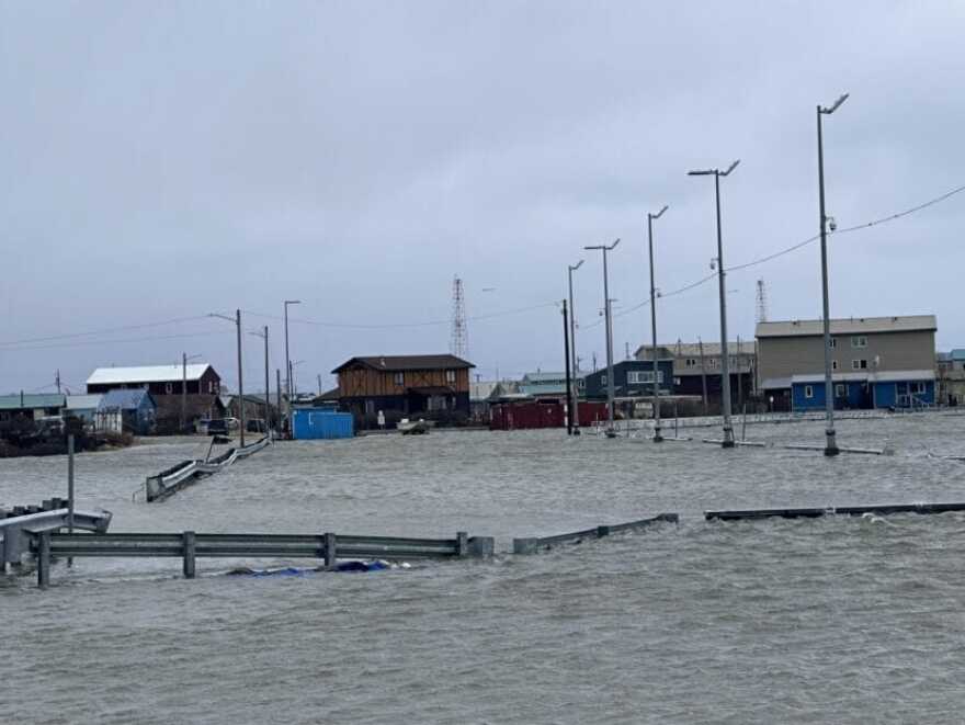 Roads near Kotzebue’s dock were flooded Wednesday afternoon.