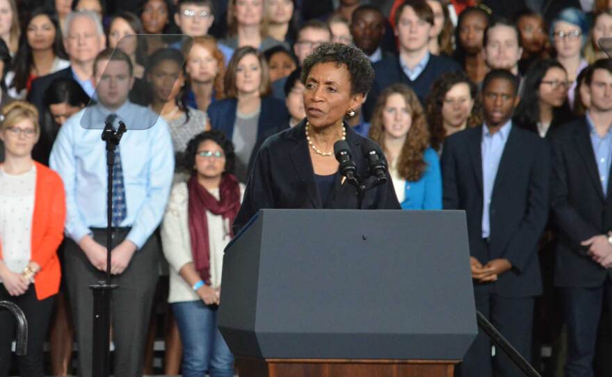 The National Anthem was followed by remarks from Chancellor Bernadette Gray-Little. (Photo by Sheri Hamilton/KPR)