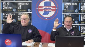 Brett Voorhies and Shawn Christ were sworn in as officers of the Indiana AFL-CIO during the union's 32nd Constitutional Convention