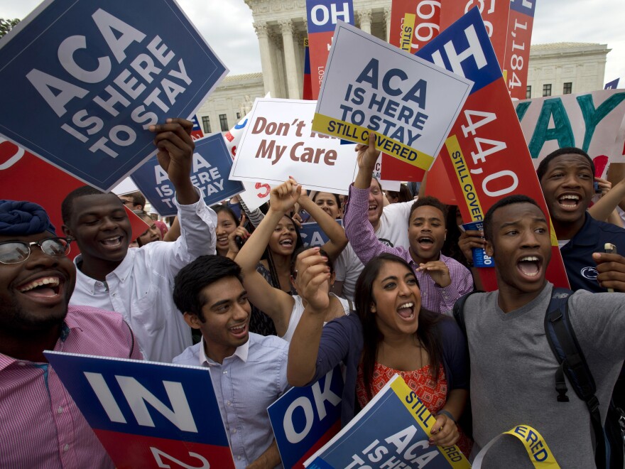 Student demonstrators cheered in 2015 outside the Supreme Court after learning that the high court had upheld the Affordable Care Act as law of the land. But Republican foes of the federal health law are still working to have it struck down.