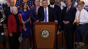 Kentucky GOP Rep. James Comer and other House Republicans speak at the U.S. Capitol in November. This week, Republicans are holding their first hearings as part of investigations into the Biden administration.