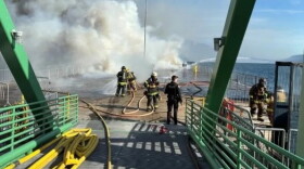 Multiple agencies responded Monday, Sept. 14, 2026, to a fire at Whittier's new cruise ship dock.