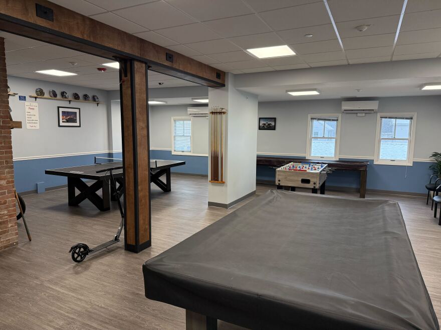 The recreation room at Liberty House, where veterans can relax and connect with one another.