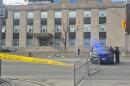 The U.S. Consulate in Toronto cordoned off prior to a press conference on March 10.