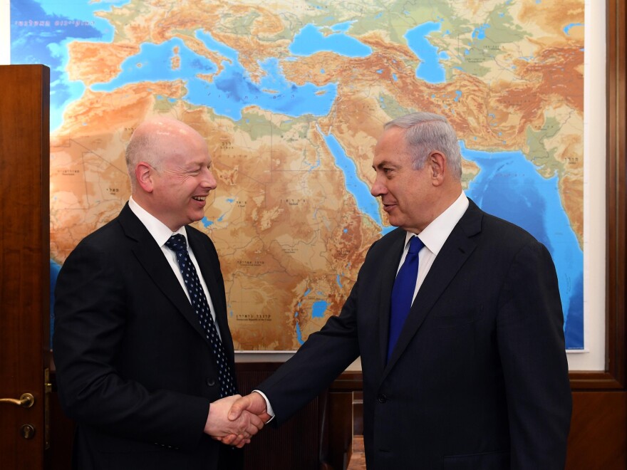 Israel's Prime Minister Benjamin Netanyahu meets President Trump's Middle East envoy Jason Greenblatt in Jerusalem on June 21.