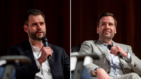 State Sen. Zach Wahls and state Rep. Josh Turek each appeared onstage separately at the event on April 8 hosted by End Citizens United Action Fund and Progress Iowa.