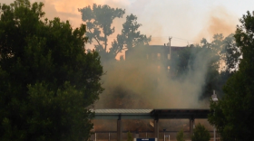 Screen shot of a video submitted to NEPR by a Holyoke, Mass., resident showing smoke apparently coming from the Sullivan Metals scrapyard on Tuesday, August 7, 2018.