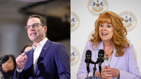 Gov. Josh Shapiro (left) and PA Treasurer Stacy Garrity