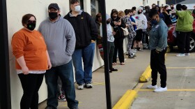 The opening day crowd at Windy City Cannabis in Macomb.