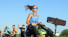 Kaitin Donner of Satellite Beach recently set the world record for running the mile while pushing a stroller. (Keith Snodgrass/Rabbit Club/Facebook)