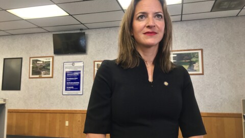 Michigan Secretary of State Jocelyn Benson at the Midland secretary of state branch office on Oct. 5, 2021.