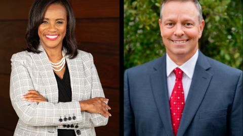 Alisa Simmons (left) and Tim O'Hare (right) are the two candidates running for Tarrant County Judge.