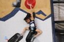 United States' Natalia Grossman climbs during women's boulder qualification at the climbing World Cup Friday, May 21, 2021, in Salt Lake City.