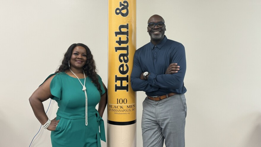 Tenise Cornelius, president of the National Coalition of 100 Black Women in Indianapolis (right), and Andre Givens, president of the 100 Black Men of Indianapolis (left).