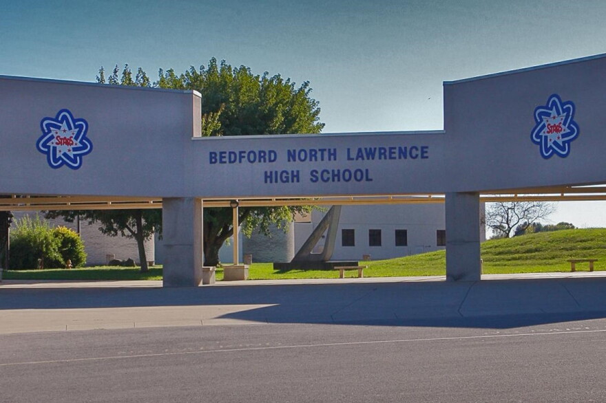 The entrance to Bedford North Lawrence High School.