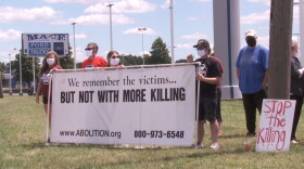 Protesters gathering at the corner of West Springhill Road and U.S. 41 in Terre Haute in July 2020.