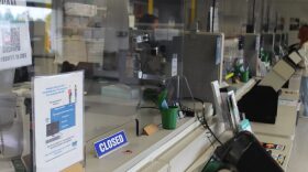 A “closed” sign sits at a counter at the DMV office in Albany. Since Jan. 1, 2026, there have been 34 full day office closures across Oregon Driver and Motor Vehicle division offices because of staffing shortages.