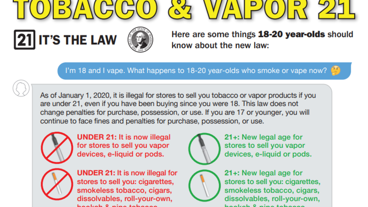 You'll have to be 21 to buy cigarettes or vape products in Washington  starting Jan. 1, 2020