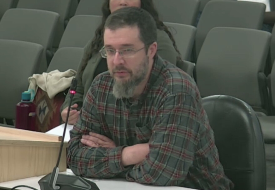 Nate Berga addresses the Kenai Peninsula Borough Assembly during a meeting on Tuesday, Sept. 1, 2026 in Soldotna, Alaska.