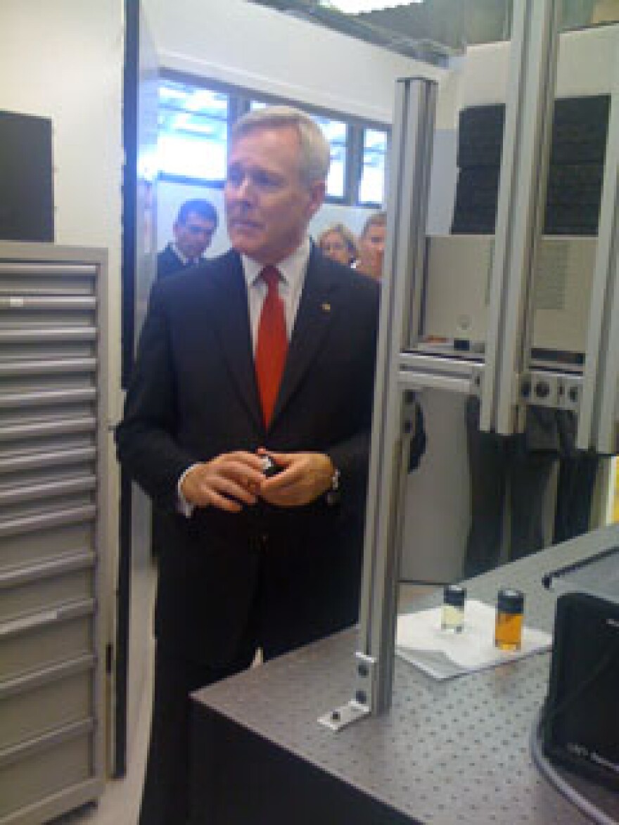 Secretary of Navy Ray Mabus in the NPS Rocket Propulsion Lab