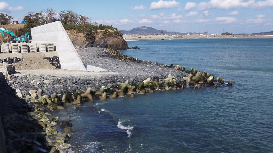 A sea wall on the outskirts of the port city of Kesennuma. Some residents say high walls are too expensive and destroy scenery, wildlife and popular beaches. The government has proposed sea walls that will stretch for more than 200 miles and will be 30 feet high in some places.