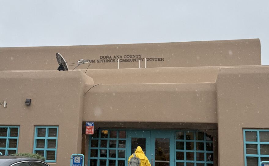 Outside of the evacuation point at the Radium Springs Community Resource Center