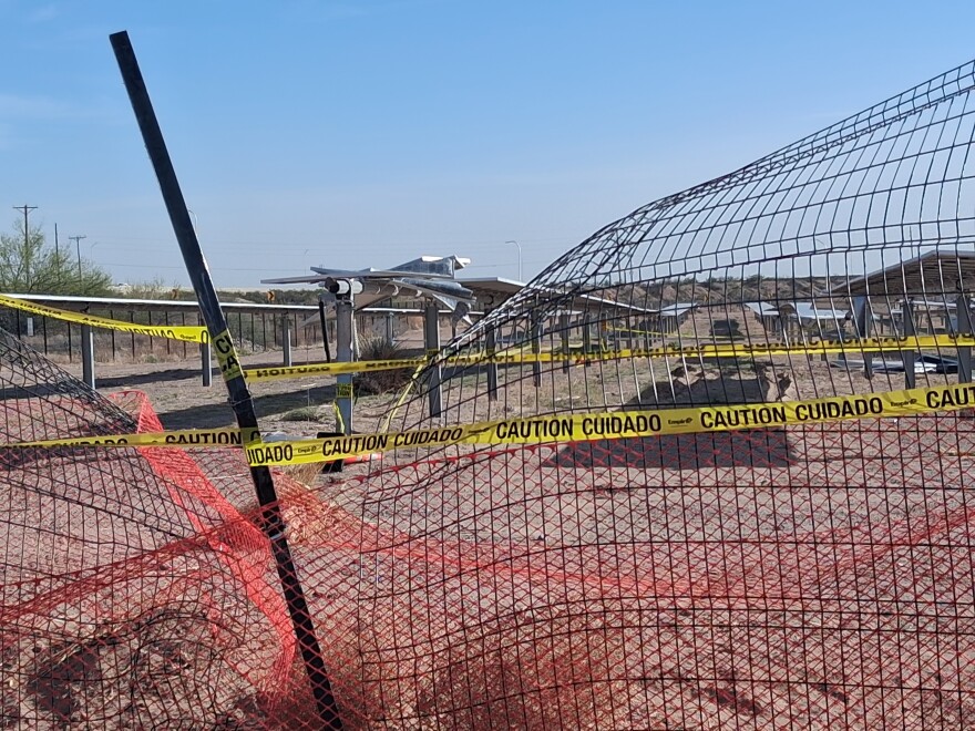 A vehicle left the roadway and crashed into the solar farm at NMSU Saturday.