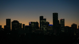 The sun sets behind downtown Nov. 9, 2025, in Houston. Waller County, just northeast of Houston, was the fastest-growing county in the state and the second-fastest-growing county in the country between July 1, 2024, and July 1, 2025.