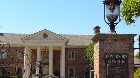 Outside of the gates of the Arkansas Governor's mansion in Little Rock.