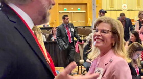 Leora Levy at the GOP convention, where she finished second with 22.7% of the vote.