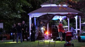 Police investigate where multiple people were shot at a community festival at Agnes Reynolds Jackson Arboretum Saturday, June 6, 2026, in Toledo, Ohio. 