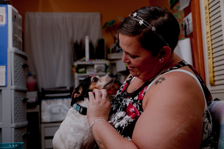 Kristina Nigro and with her dog Bailee. Being asked to pay back unemployment benefits is frustrating, Nigro said. “If this happened a month later, then OK, I would have given back how much I would have made in two or three months,” she said. “That’s a little more affordable than a whole year and expecting me to pay that back.”
