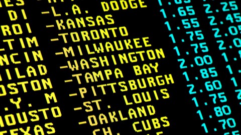 Sight on monitor with the teletext and betting offer for baseball matchups.